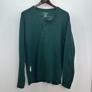 L.L.Bean Henley L Men Casual Long Sleeve Green